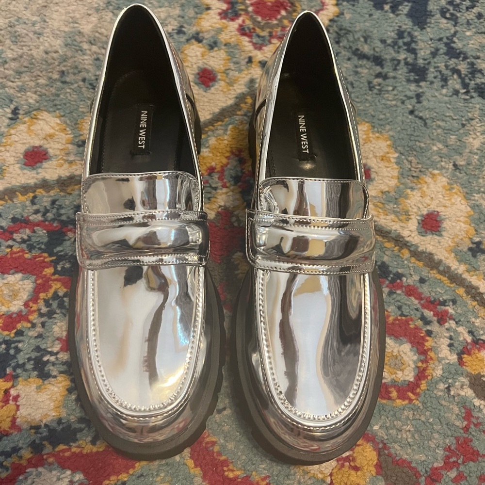 Nine West Silver Loafers